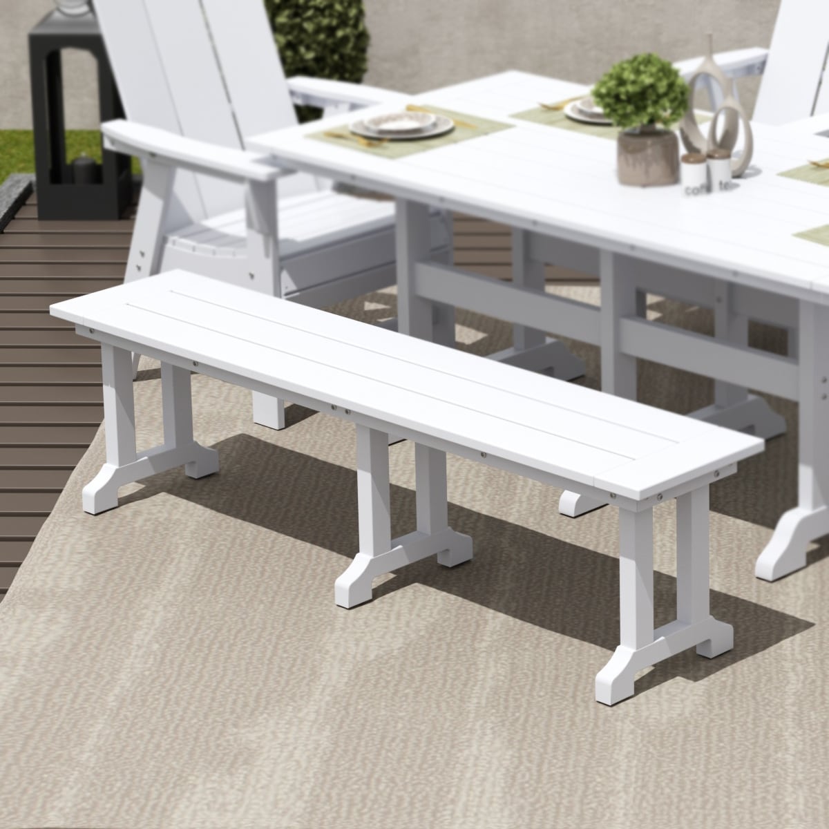 Banc de patio extérieur Polytrends Laguna en HDPE, résistant aux intempéries, 65 pouces