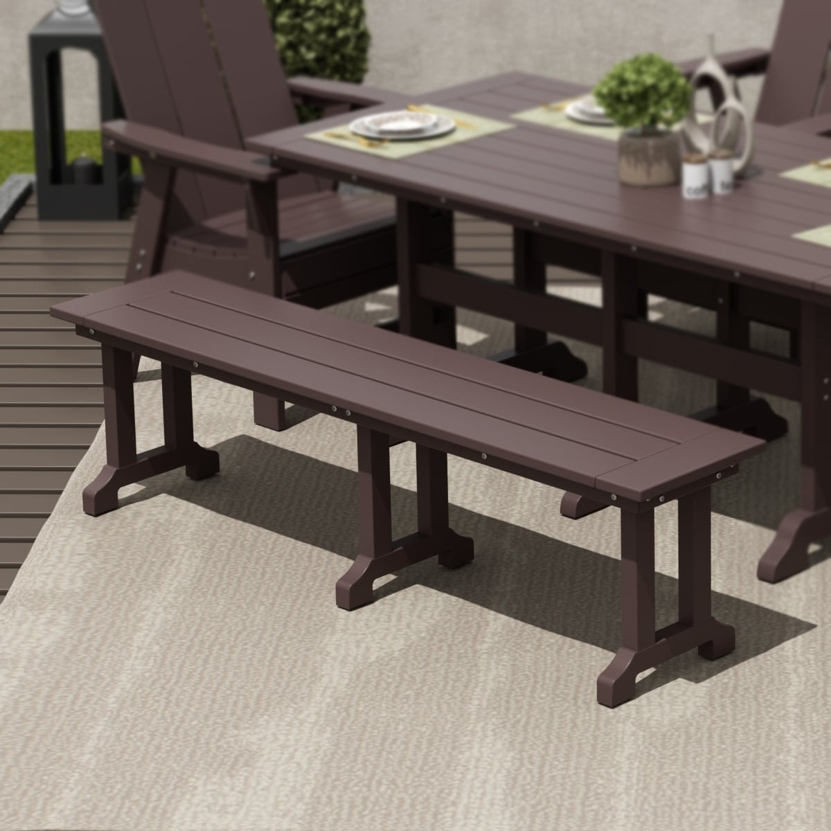 Banc de patio extérieur Polytrends Laguna en HDPE, résistant aux intempéries, 65 pouces