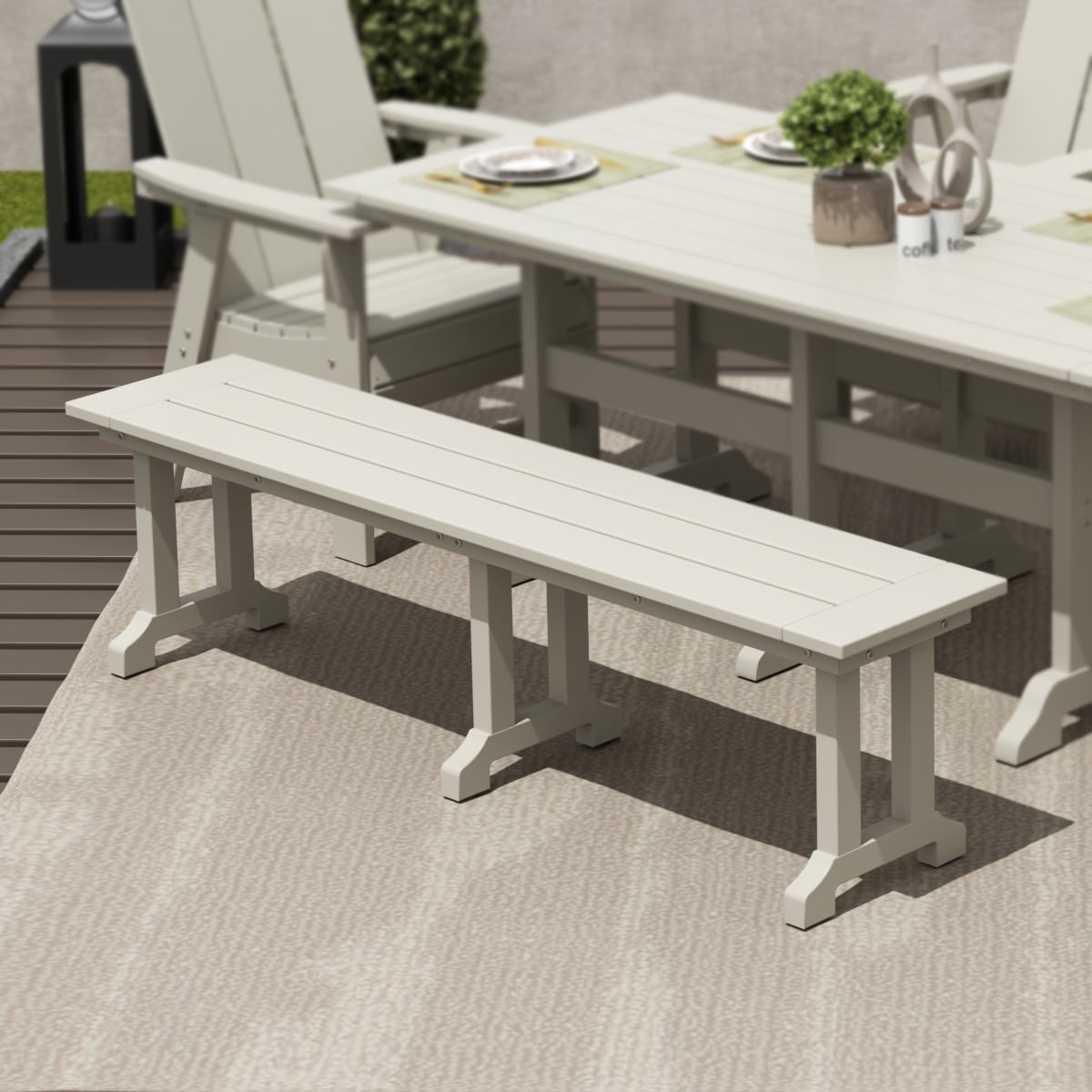 Banc de patio extérieur Polytrends Laguna en HDPE, résistant aux intempéries, 65 pouces