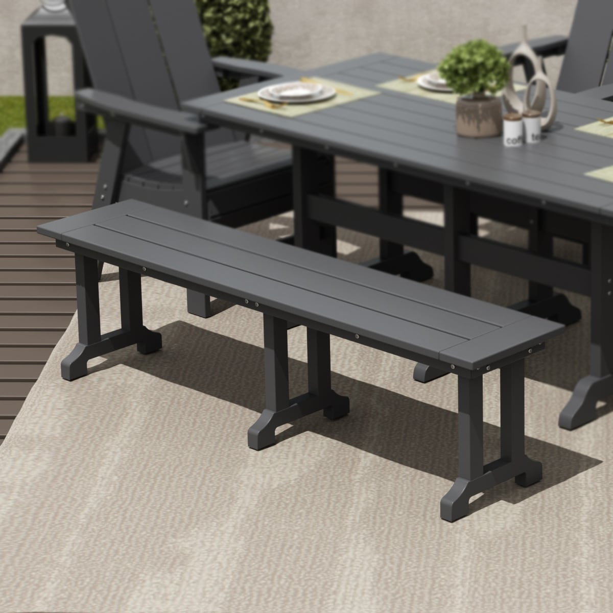 Banc de patio extérieur Polytrends Laguna en HDPE, résistant aux intempéries, 65 pouces