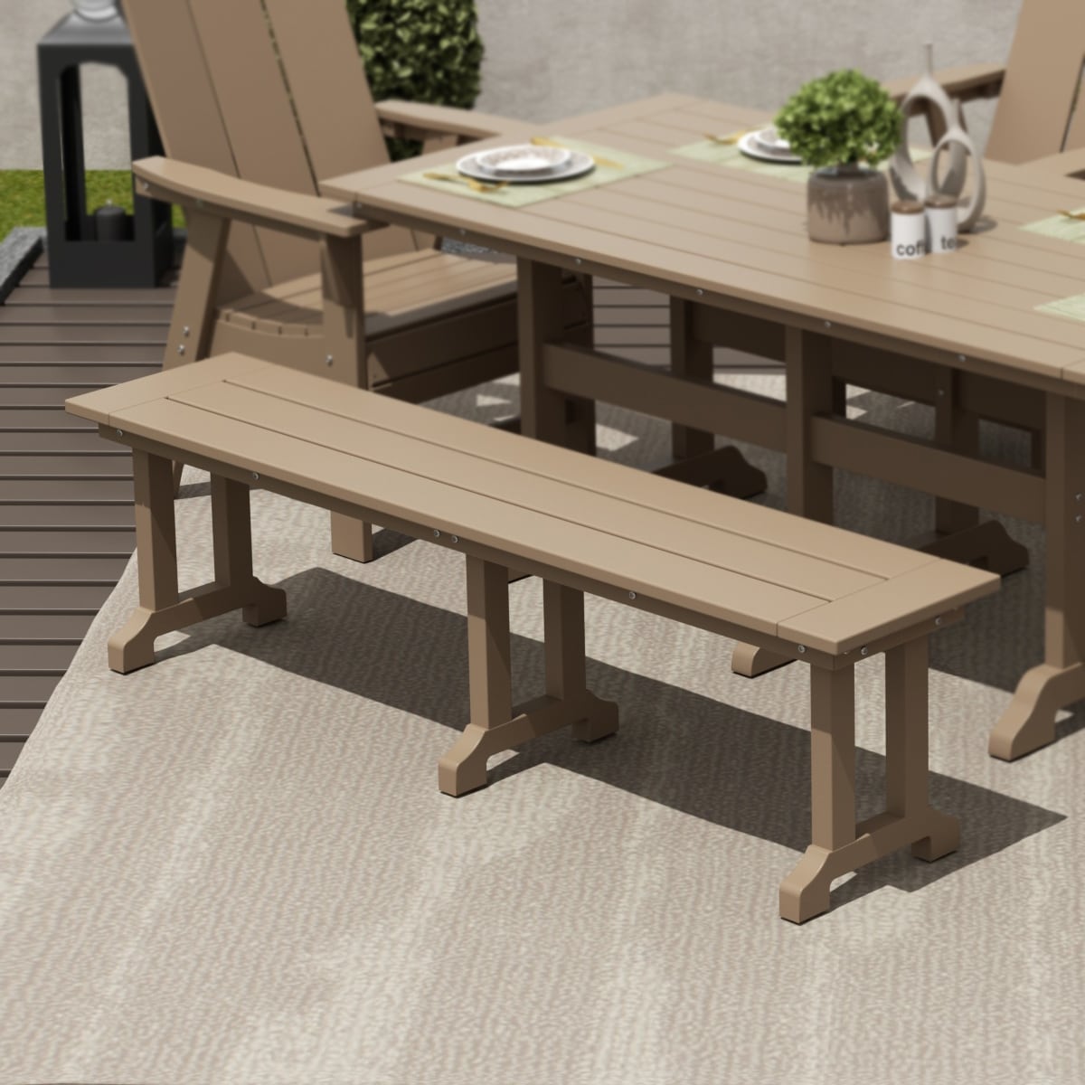 Banc de patio extérieur Polytrends Laguna en HDPE, résistant aux intempéries, 65 pouces