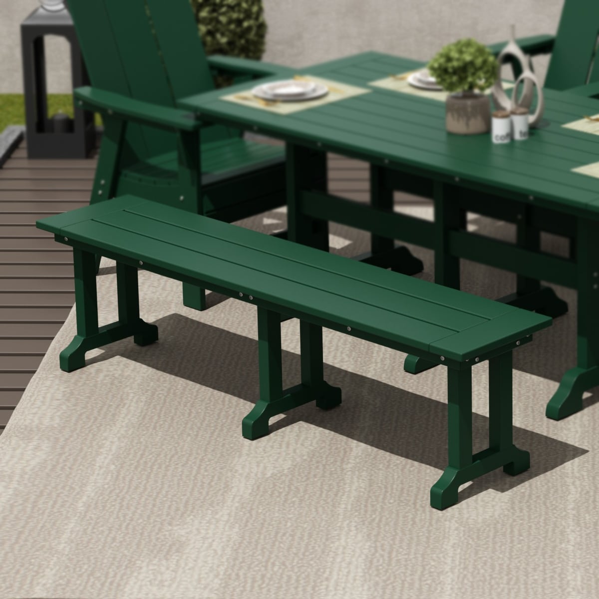 Banc de patio extérieur Polytrends Laguna en HDPE, résistant aux intempéries, 65 pouces