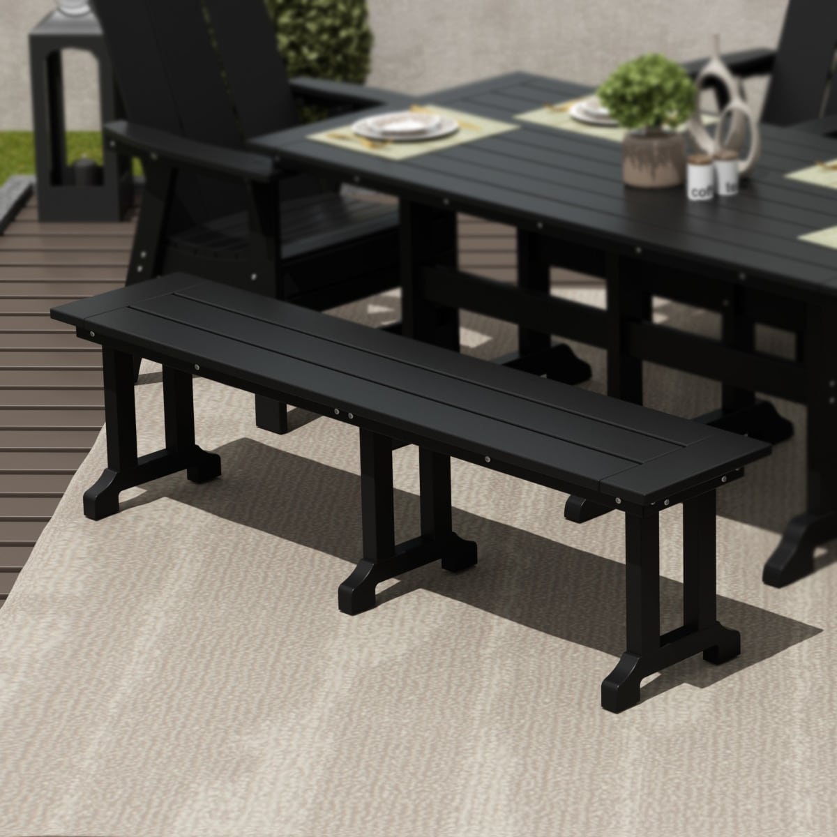 Banc de patio extérieur Polytrends Laguna en HDPE, résistant aux intempéries, 65 pouces