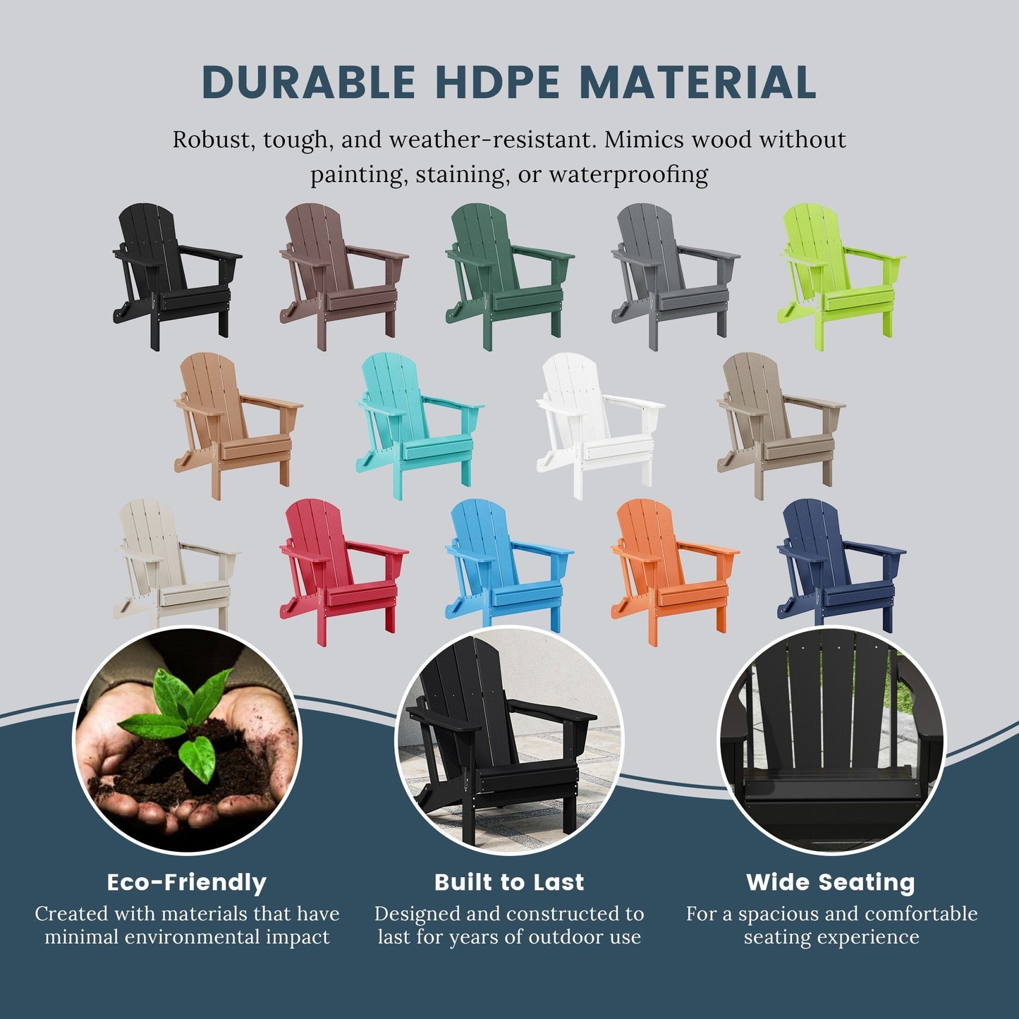 Chaises de jardin pliantes Adirondack Polytrends Laguna résistantes aux intempéries (lot de 4)