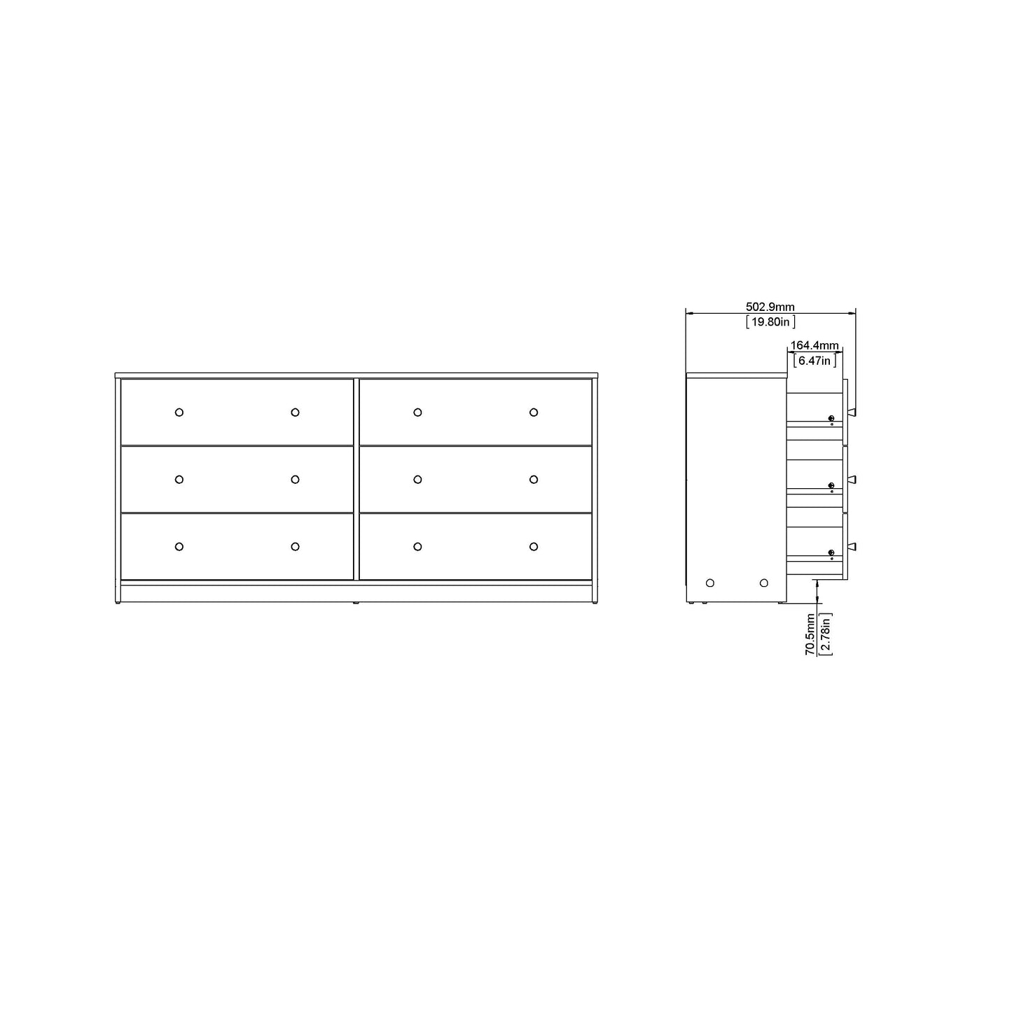 Commode double à 6 tiroirs Zoe de Porch & Den