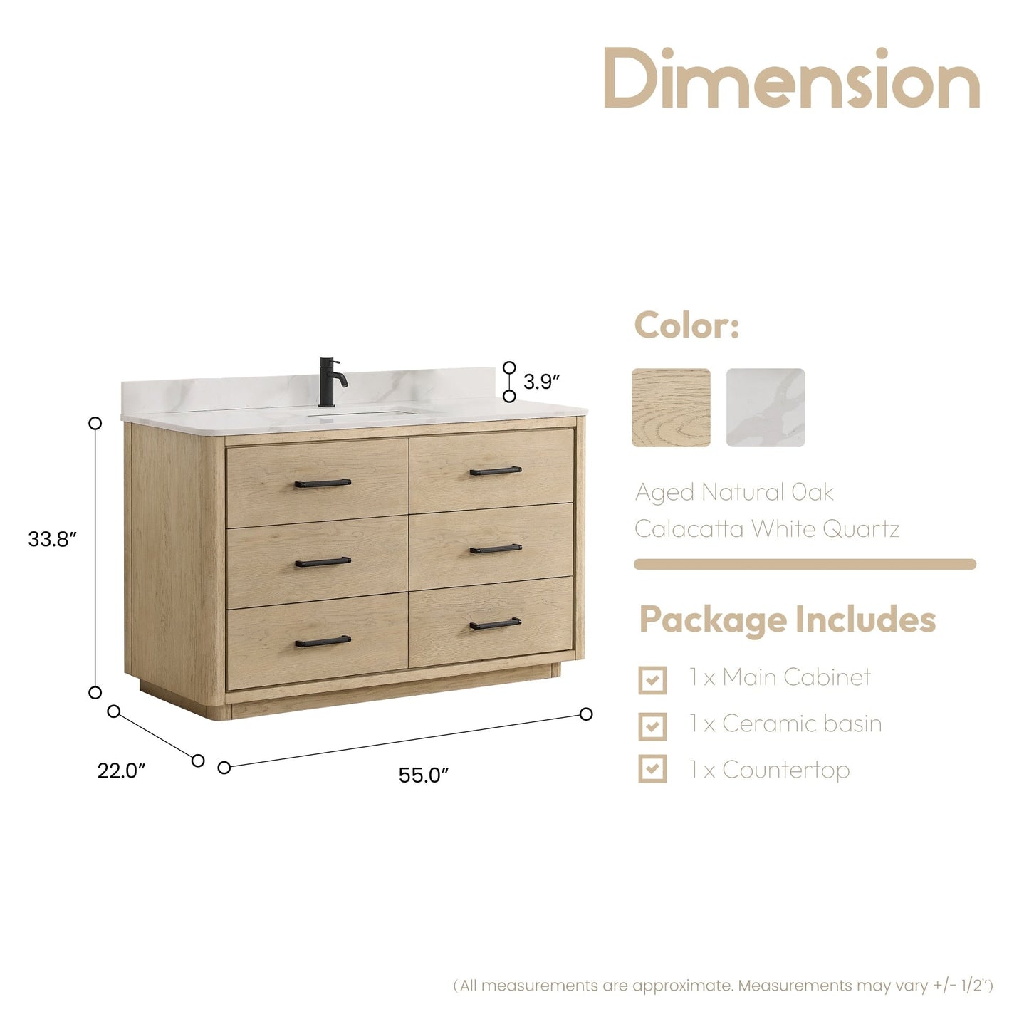 Meuble-lavabo Porto avec plan de toilette en pierre de quartz blanche, sans miroir.