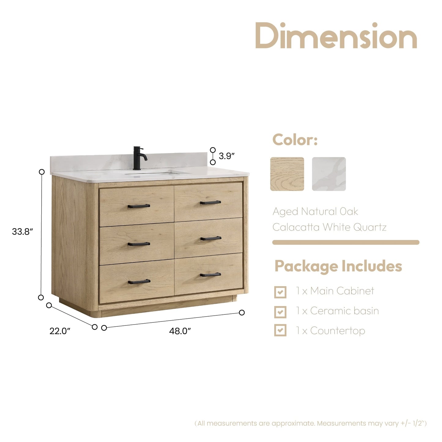 Meuble-lavabo Porto avec plan de toilette en pierre de quartz blanche, sans miroir.