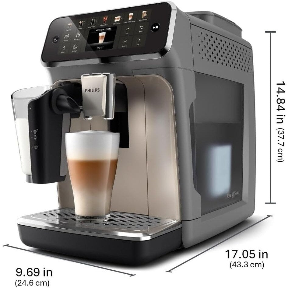 Machine à expresso haut de gamme, 12 cafés chauds/froids, système LatteGo, broyeur céramique, noir chromé