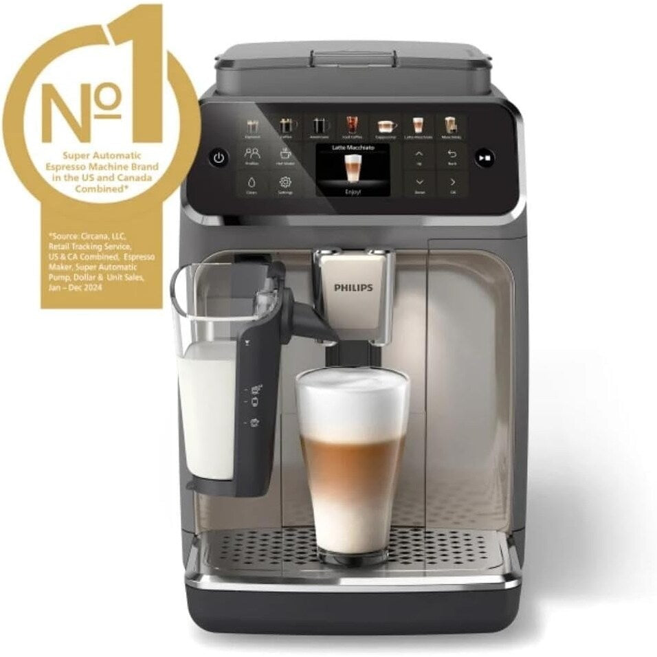 Machine à expresso haut de gamme, 12 cafés chauds/froids, système LatteGo, broyeur céramique, noir chromé