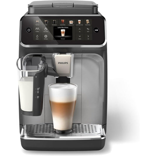 Machine à expresso haut de gamme, 12 cafés chauds/froids, système LatteGo, broyeur céramique, noir chromé