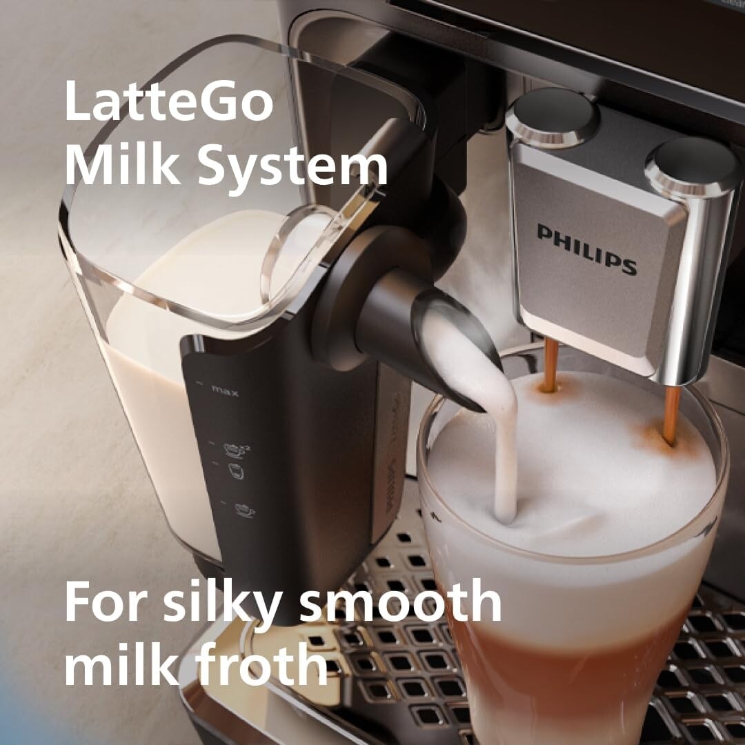 Machine à expresso haut de gamme, 12 cafés chauds/froids, système LatteGo, broyeur céramique, noir chromé
