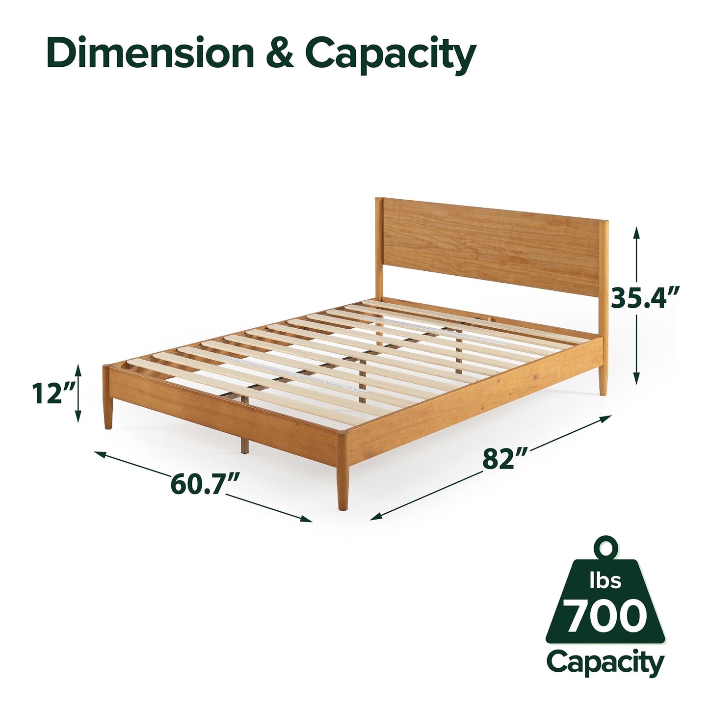 Priage, lit-plateforme en bois de style Mid-Century de ZINUS