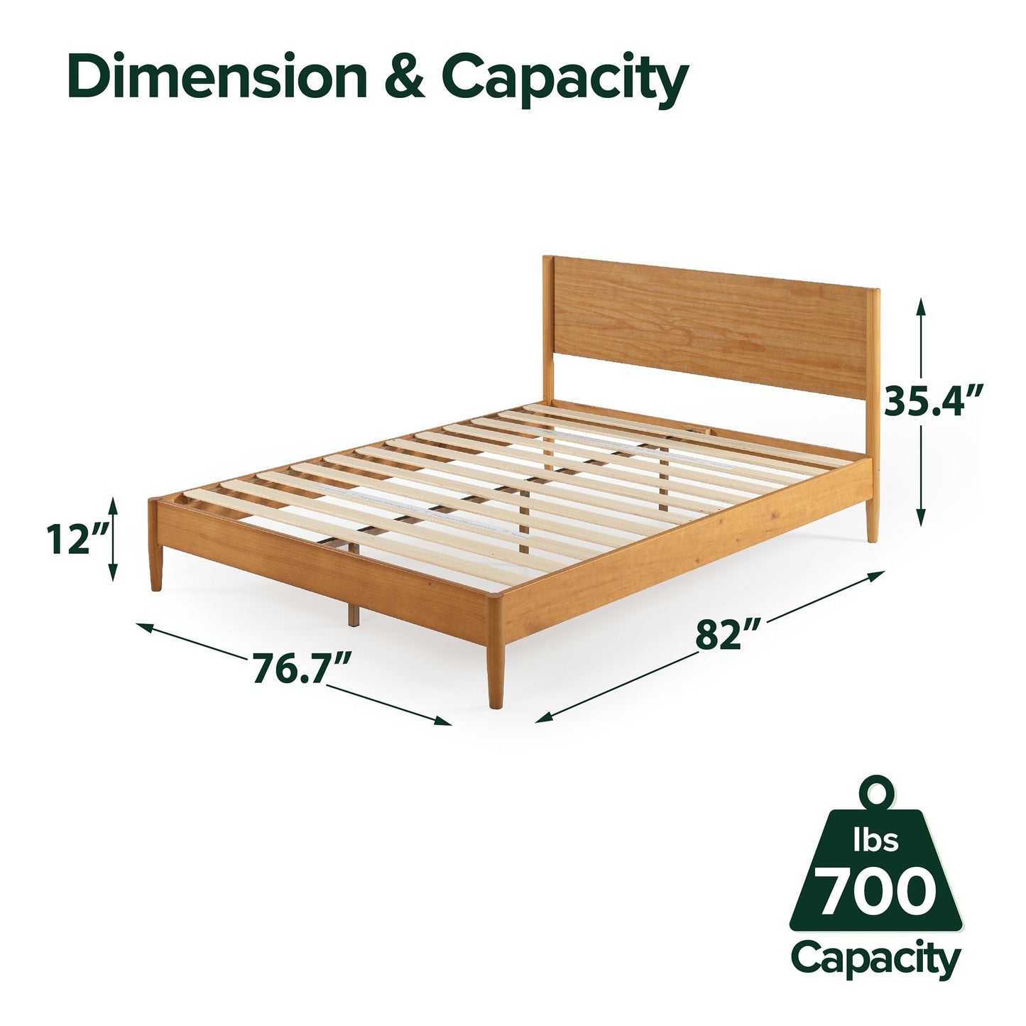 Priage, lit-plateforme en bois de style Mid-Century de ZINUS