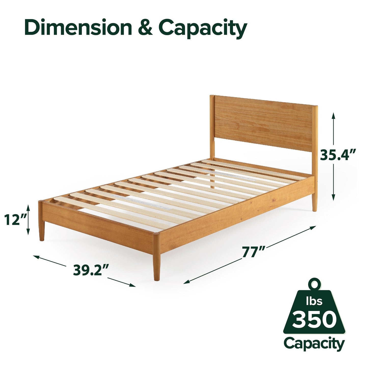 Priage, lit-plateforme en bois de style Mid-Century de ZINUS