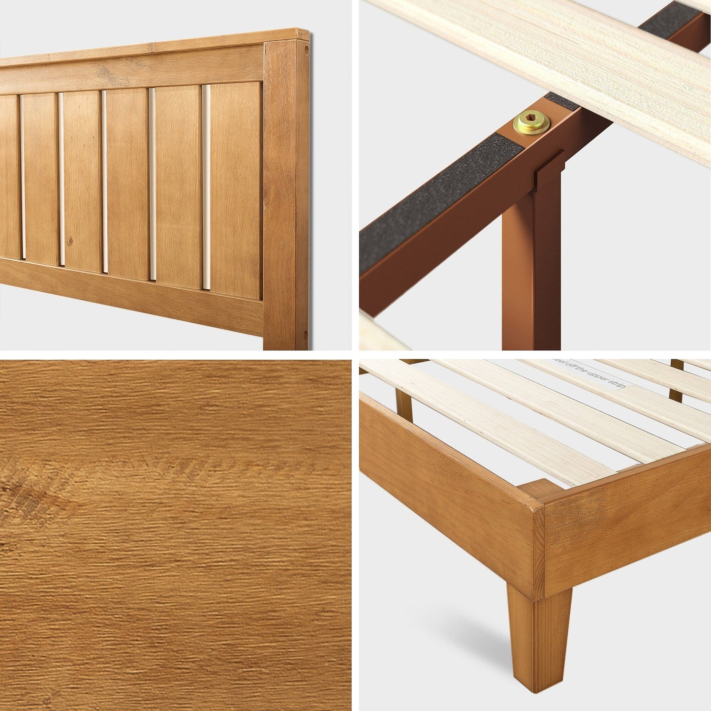 Priage, lit-plateforme en bois de pin rustique de luxe de ZINUS