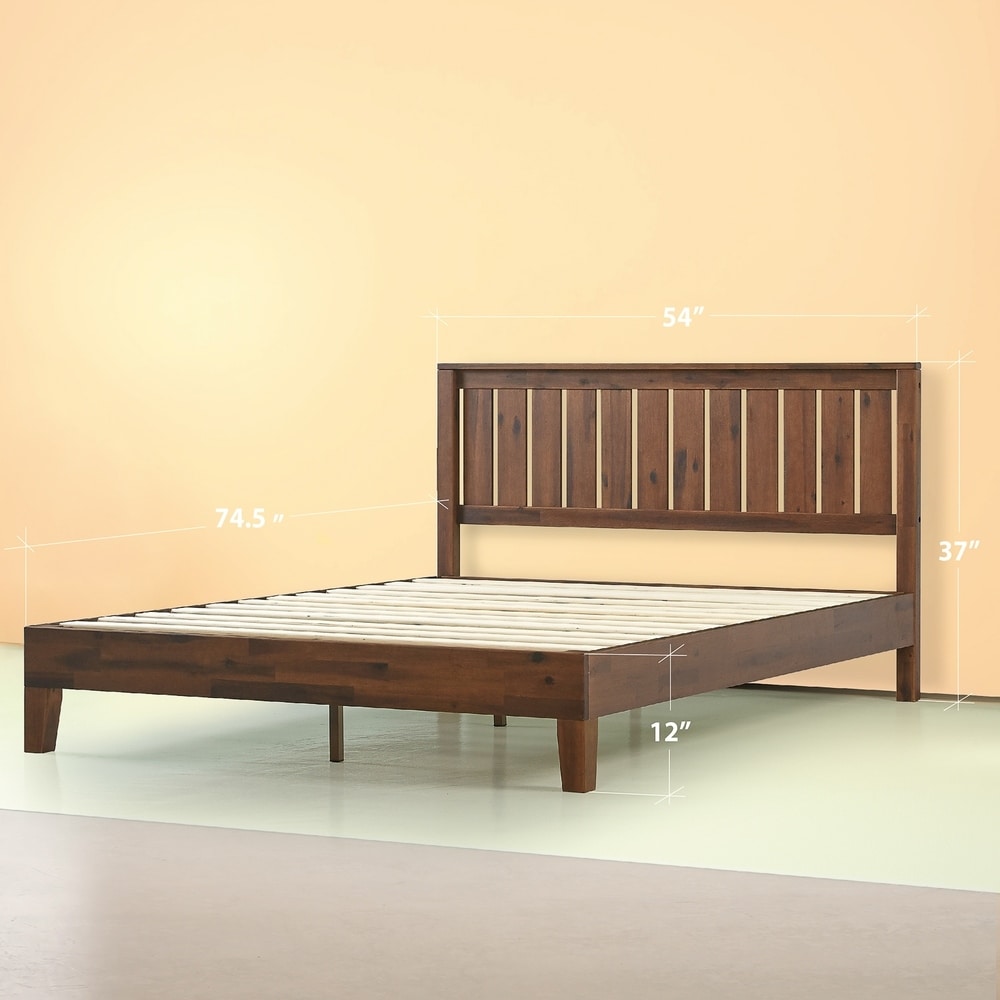 Lit plateforme en bois massif Priage de Zinus, couleur espresso antique.