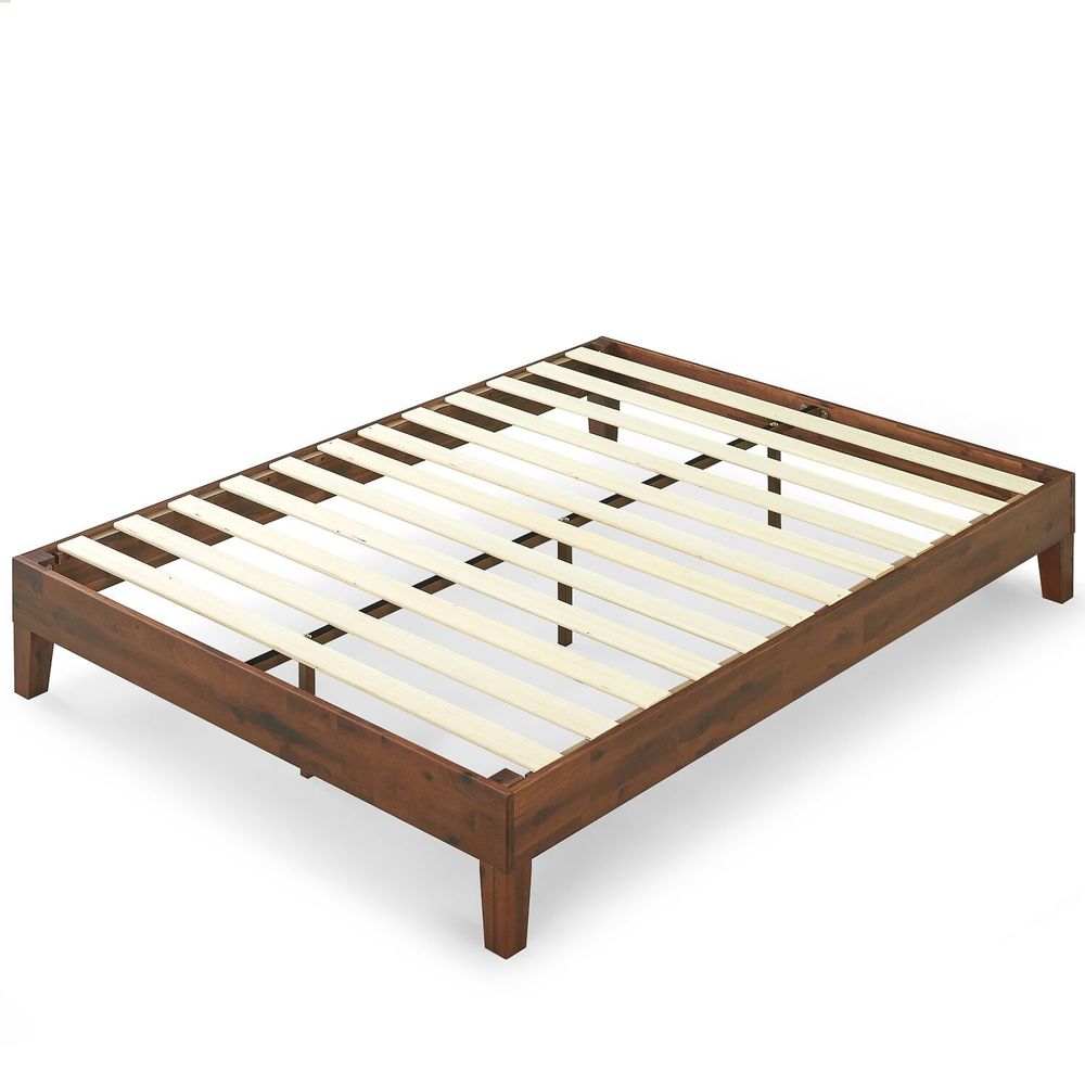 Lit plateforme en bois massif Priage de Zinus, modèle Deluxe Antique Espresso