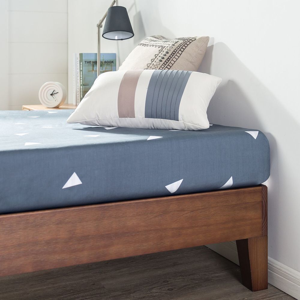 Lit plateforme en bois massif Priage de Zinus, modèle Deluxe Antique Espresso