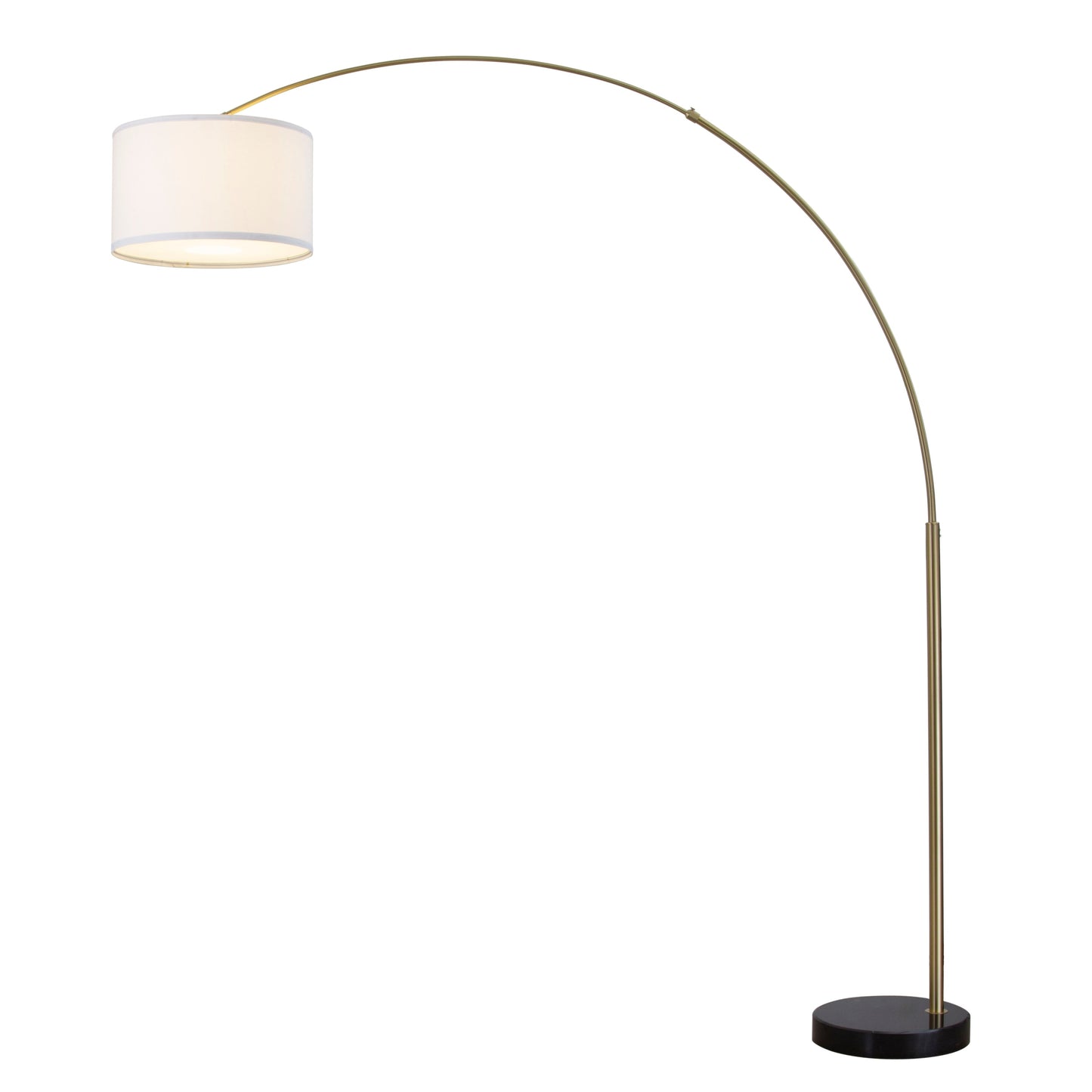 Lampe de sol à arche réglable en acier Q-Max 81 avec abat-jour extra large et socle en marbre