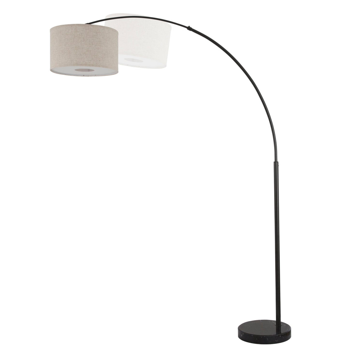 Lampe de sol à arche réglable en acier Q-Max 81 avec abat-jour extra large et socle en marbre