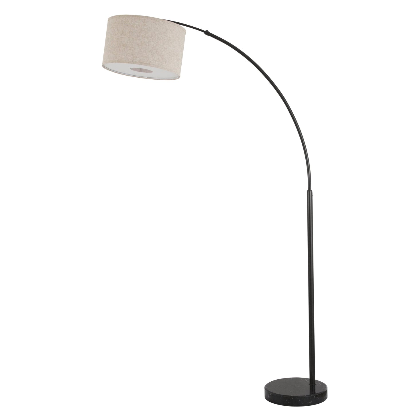 Lampe de sol à arche réglable en acier Q-Max 81 avec abat-jour extra large et socle en marbre