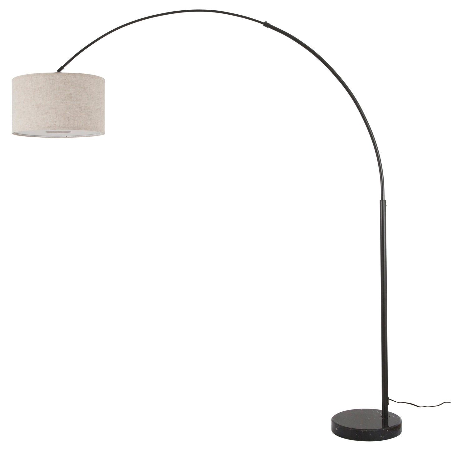Lampe de sol à arche réglable en acier Q-Max 81 avec abat-jour extra large et socle en marbre