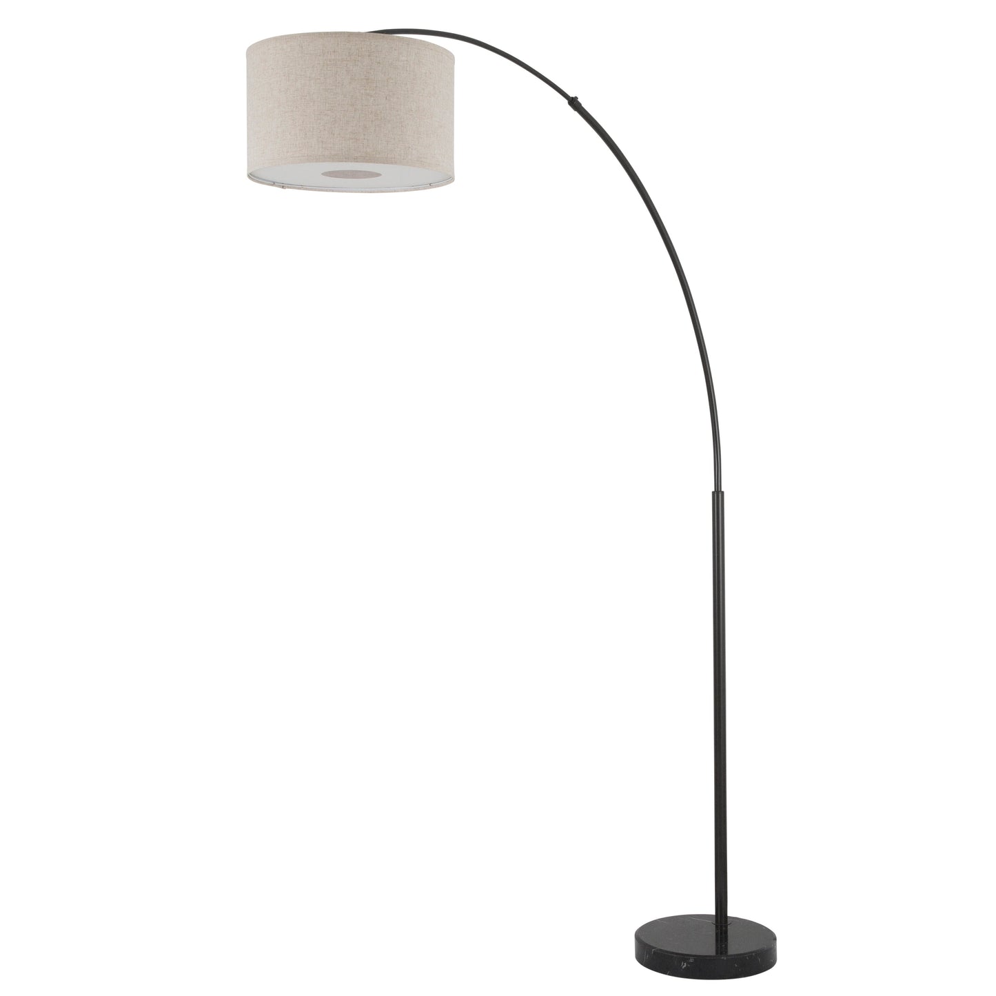 Lampe de sol à arche réglable en acier Q-Max 81 avec abat-jour extra large et socle en marbre