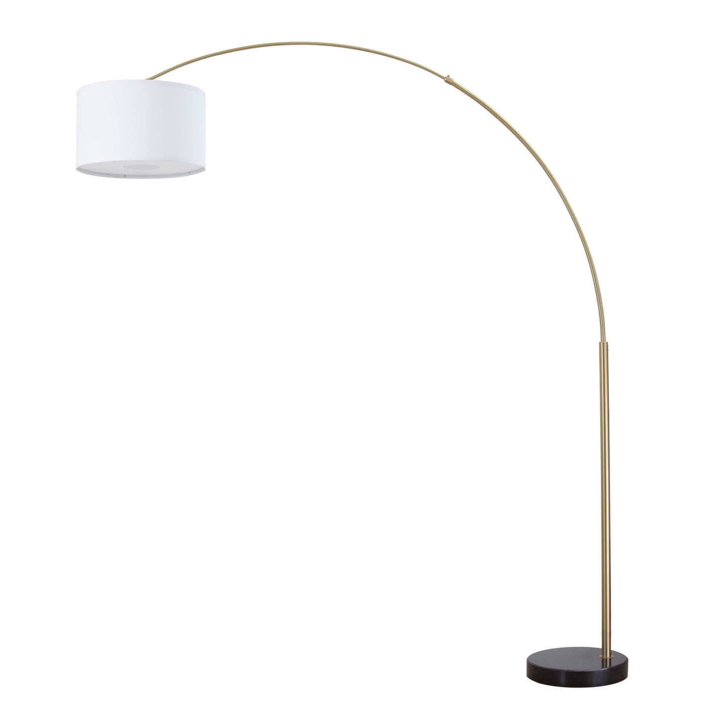 Lampe de sol à arche réglable en acier Q-Max 81 avec abat-jour extra large et socle en marbre