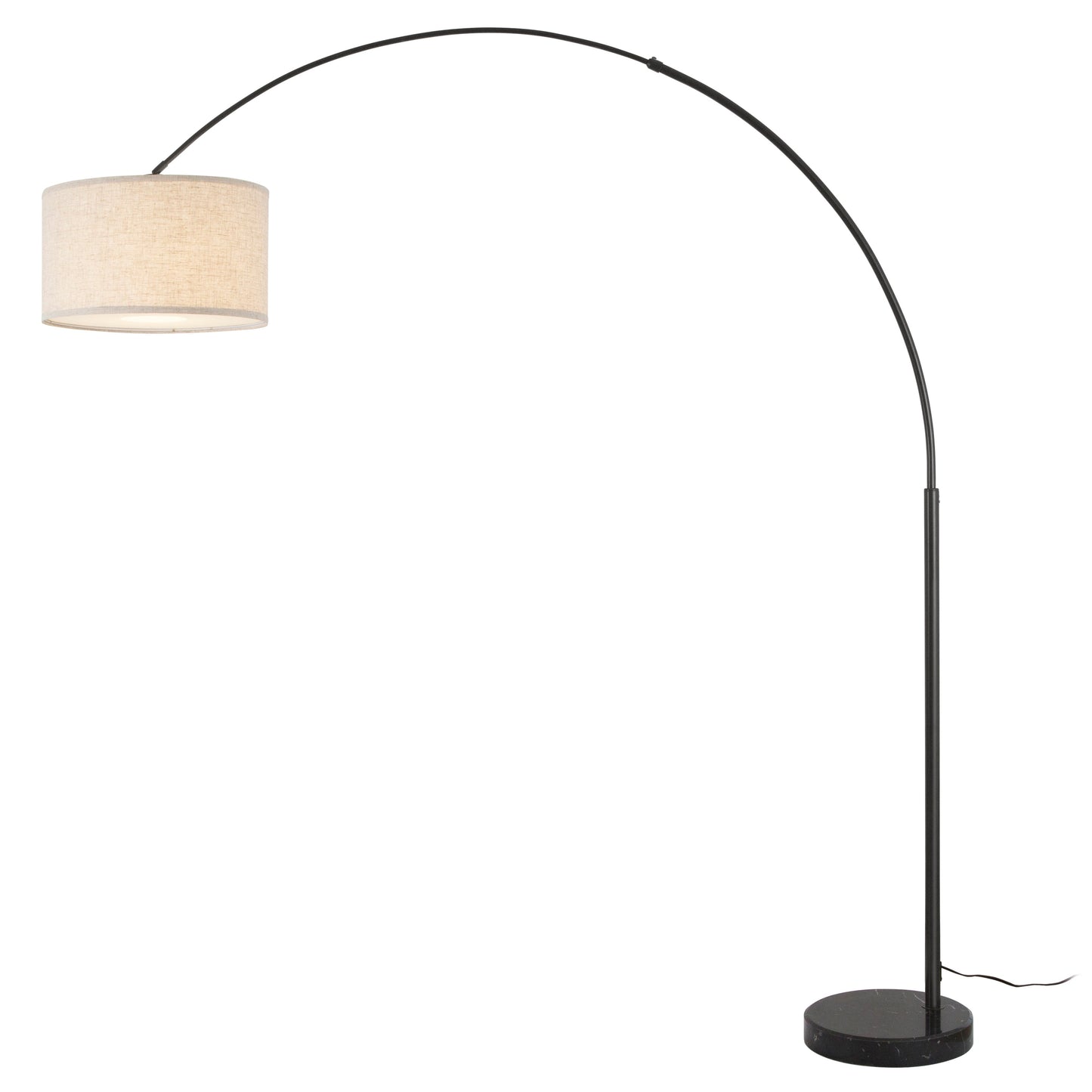 Lampe de sol à arche réglable en acier Q-Max 81 avec abat-jour extra large et socle en marbre