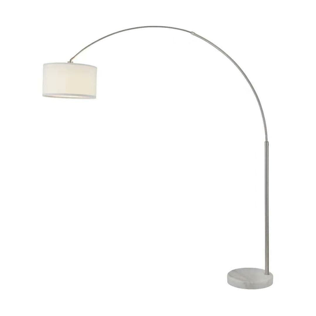 Lampe de sol à arche réglable en acier Q-Max 81 avec abat-jour extra large et socle en marbre