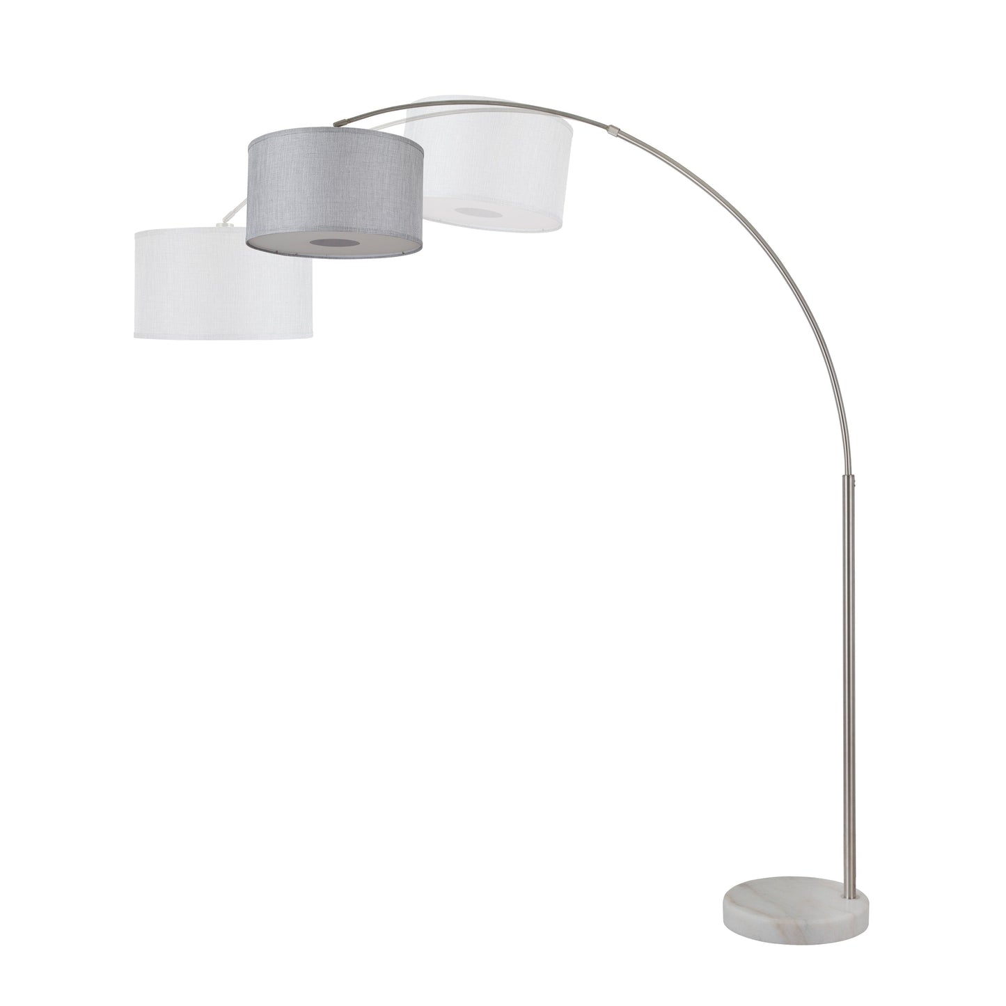 Lampe de sol à arche réglable en acier Q-Max 81 avec abat-jour extra large et socle en marbre