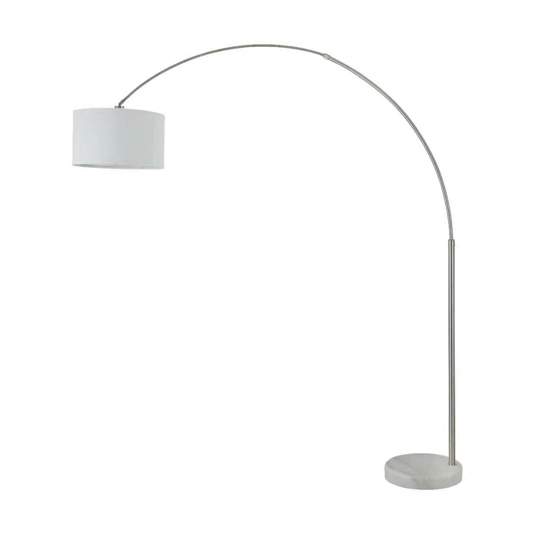 Lampe de sol à arche réglable en acier Q-Max 81 avec abat-jour extra large et socle en marbre