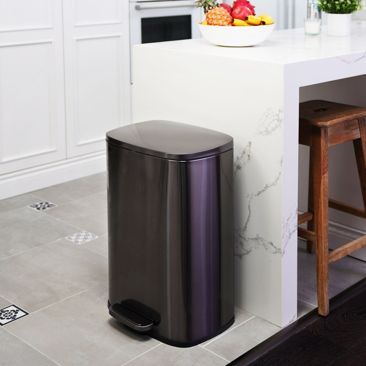 Qualiazero, poubelle à pédale rectangulaire de 13,2 gallons + deux poubelles rectangulaires de 1,3 gallon - Pack familial