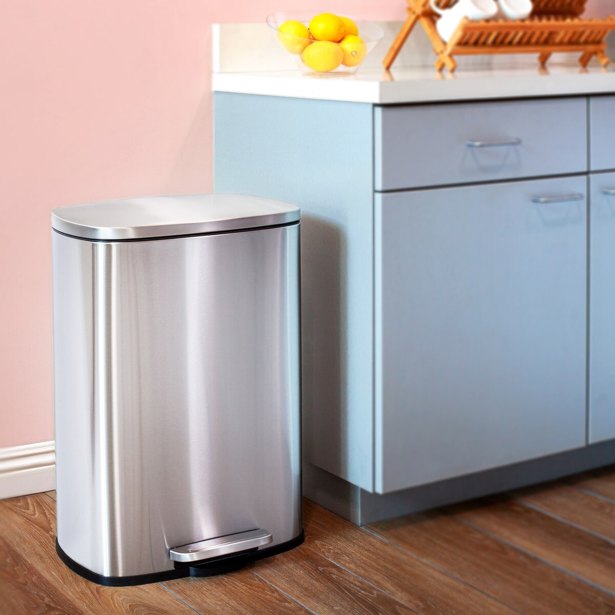 Qualiazero, poubelle à pédale rectangulaire de 13,2 gallons + deux poubelles rectangulaires de 1,3 gallon - Pack familial