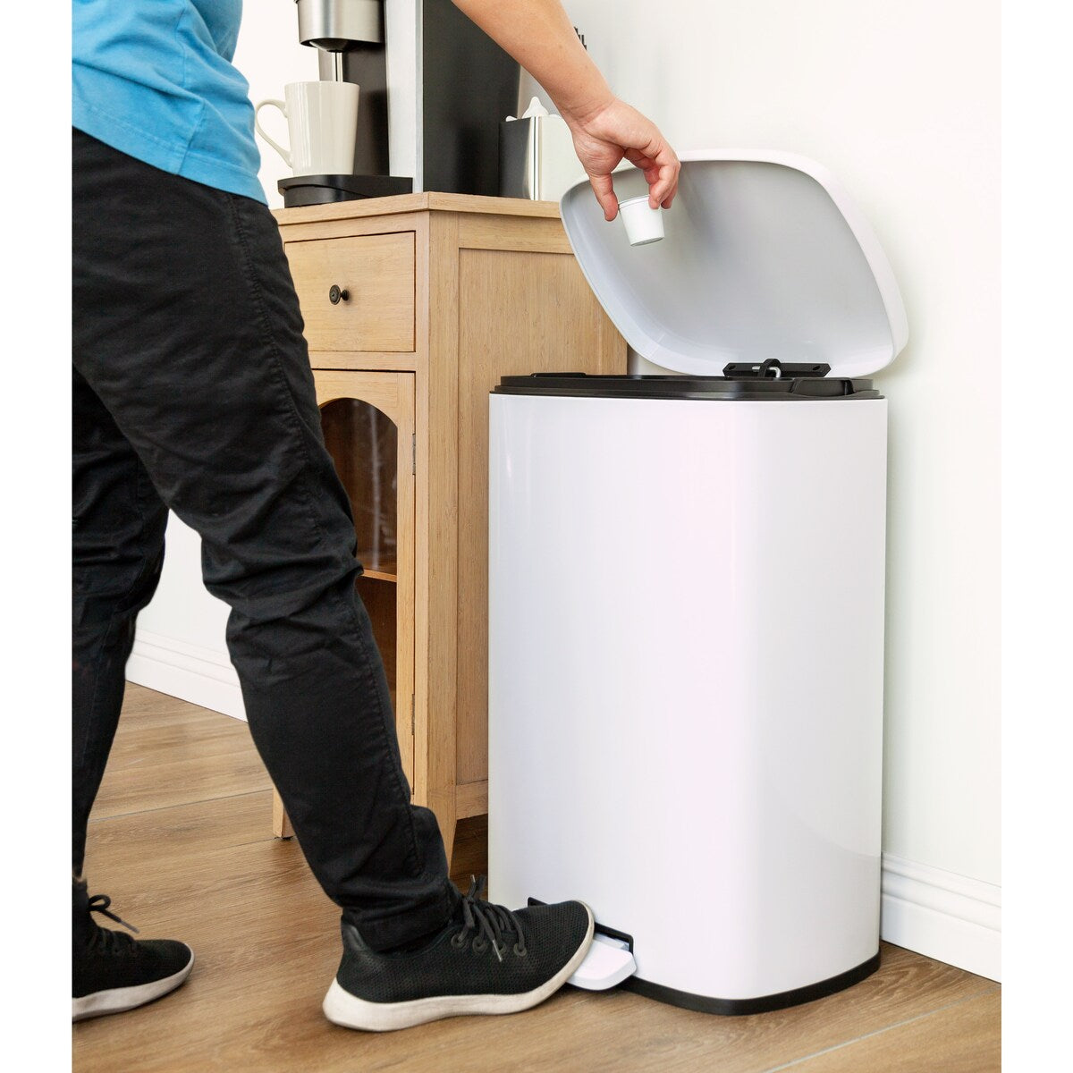 Qualiazero, poubelle à pédale rectangulaire de 13,2 gallons + deux poubelles rectangulaires de 1,3 gallon - Pack familial