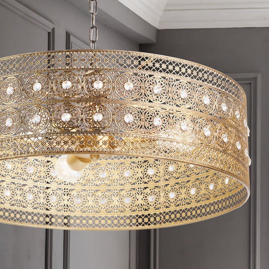 Luminaire suspendu River of Goods Bryar en laiton et cristal, 23,5 W, 3 lumières - 23,5 x 23,5 x 61,5