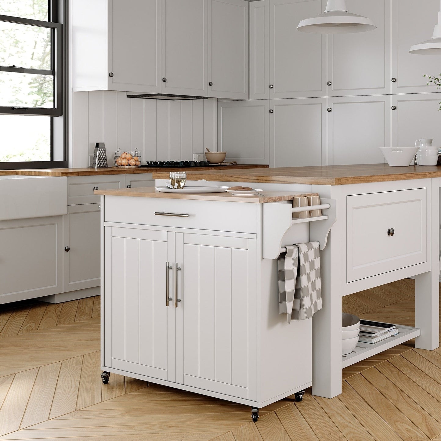 Îlot roulant de cuisine avec rangement