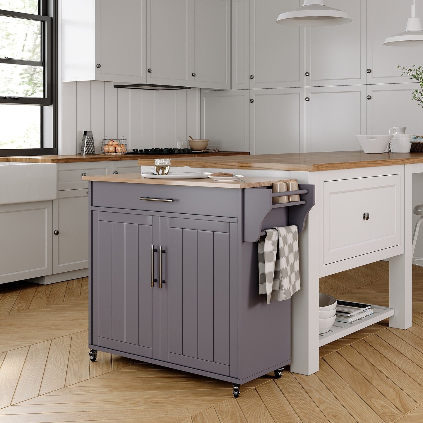 Îlot roulant de cuisine avec rangement