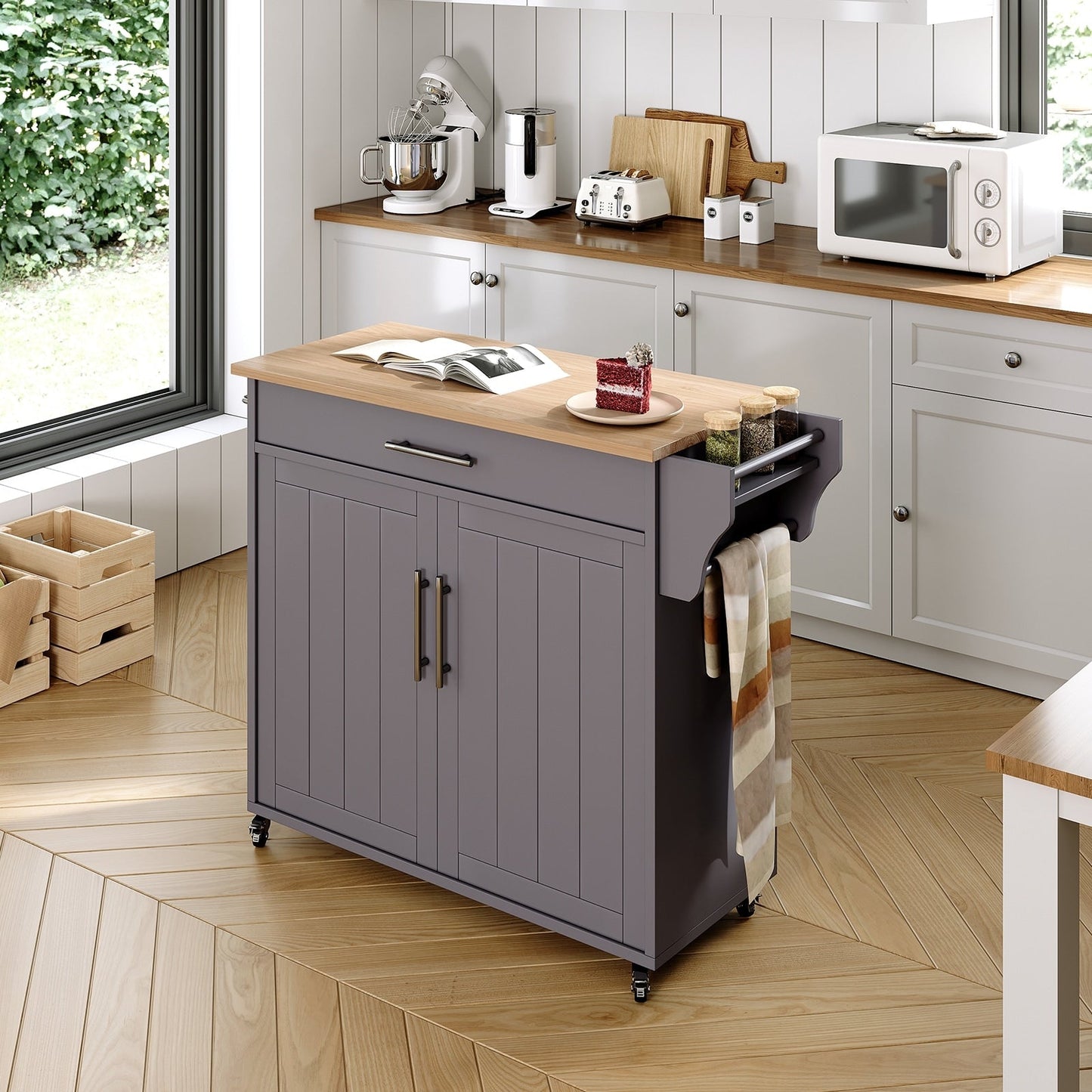 Îlot roulant de cuisine avec rangement