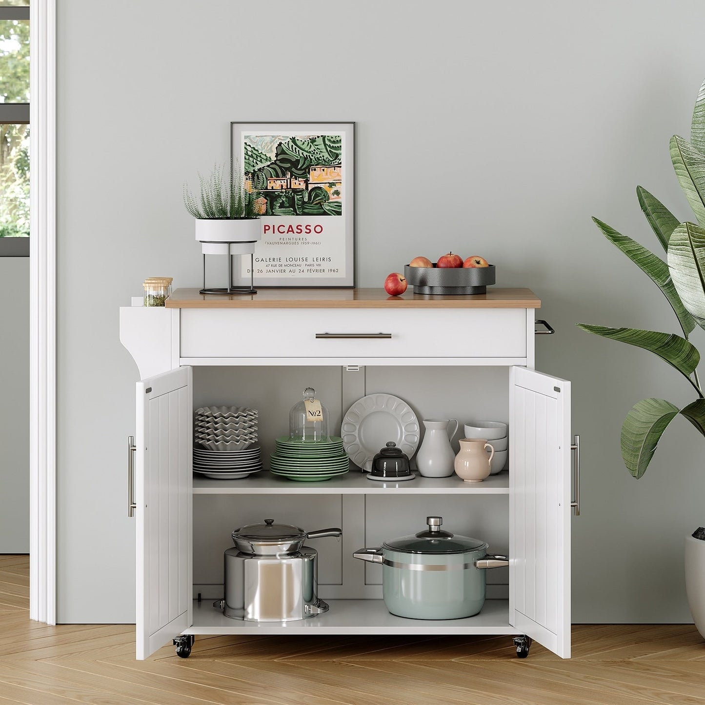 Îlot roulant de cuisine avec rangement