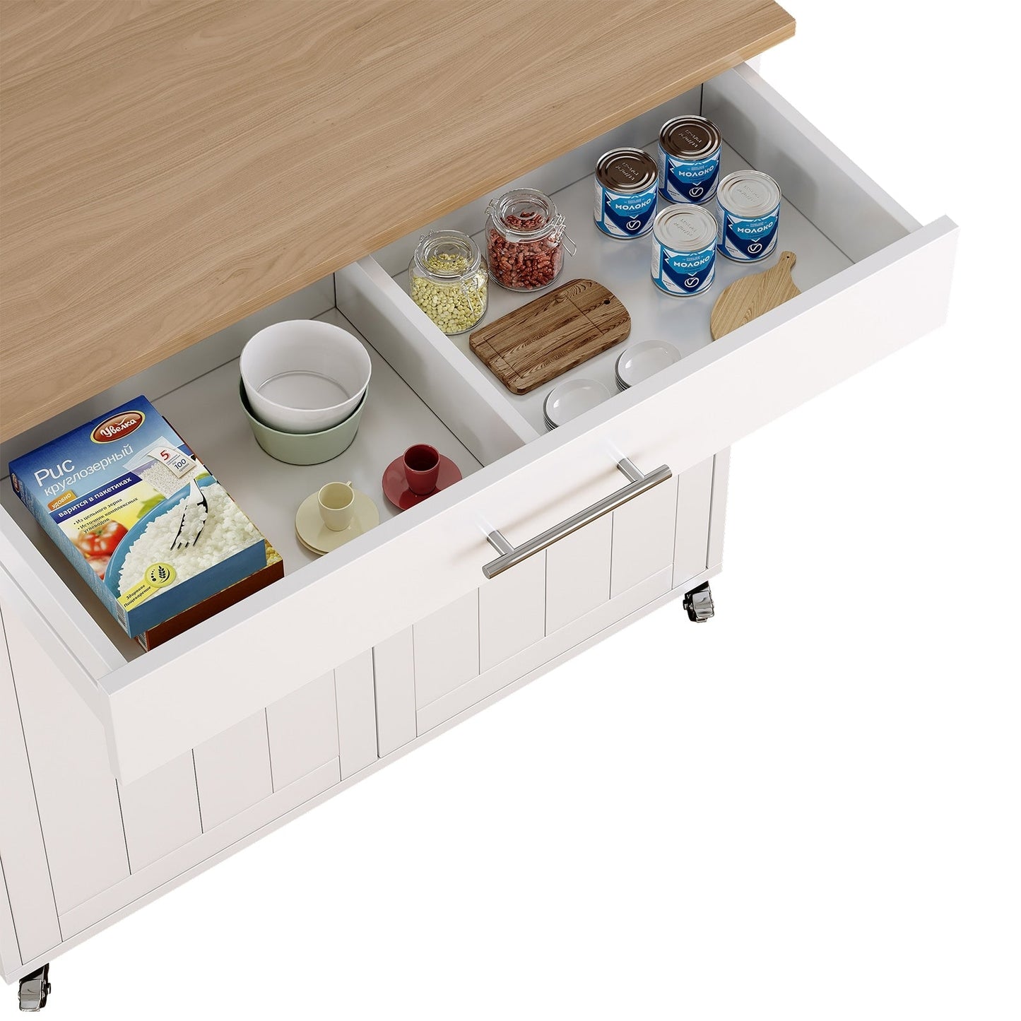 Îlot roulant de cuisine avec rangement