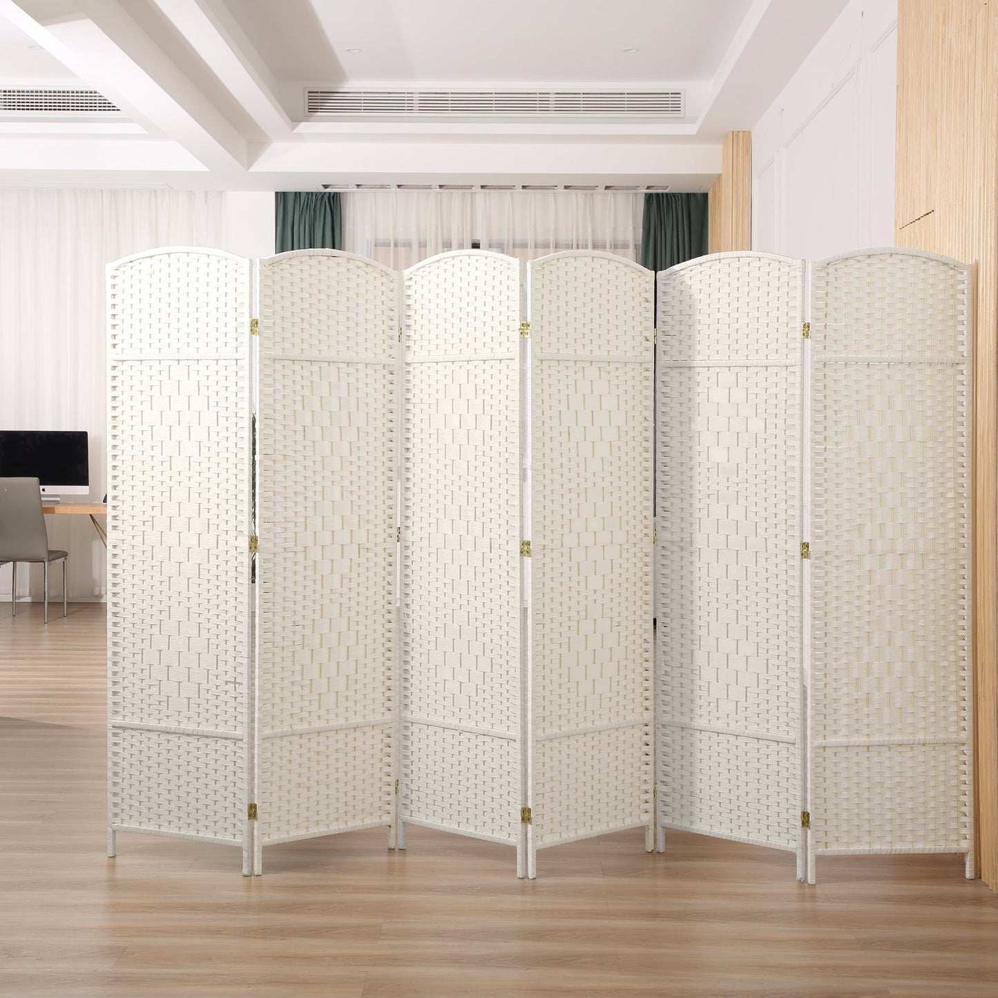 Paravent de séparation de pièce, hauteur 1,8 m, en fibre tressée, pliable, pour plus d'intimité.