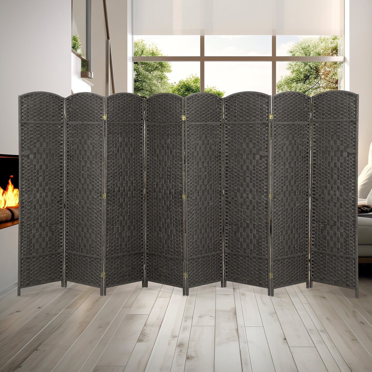 Paravent de séparation de pièce, hauteur 1,8 m, en fibre tressée, pliable, pour plus d'intimité.