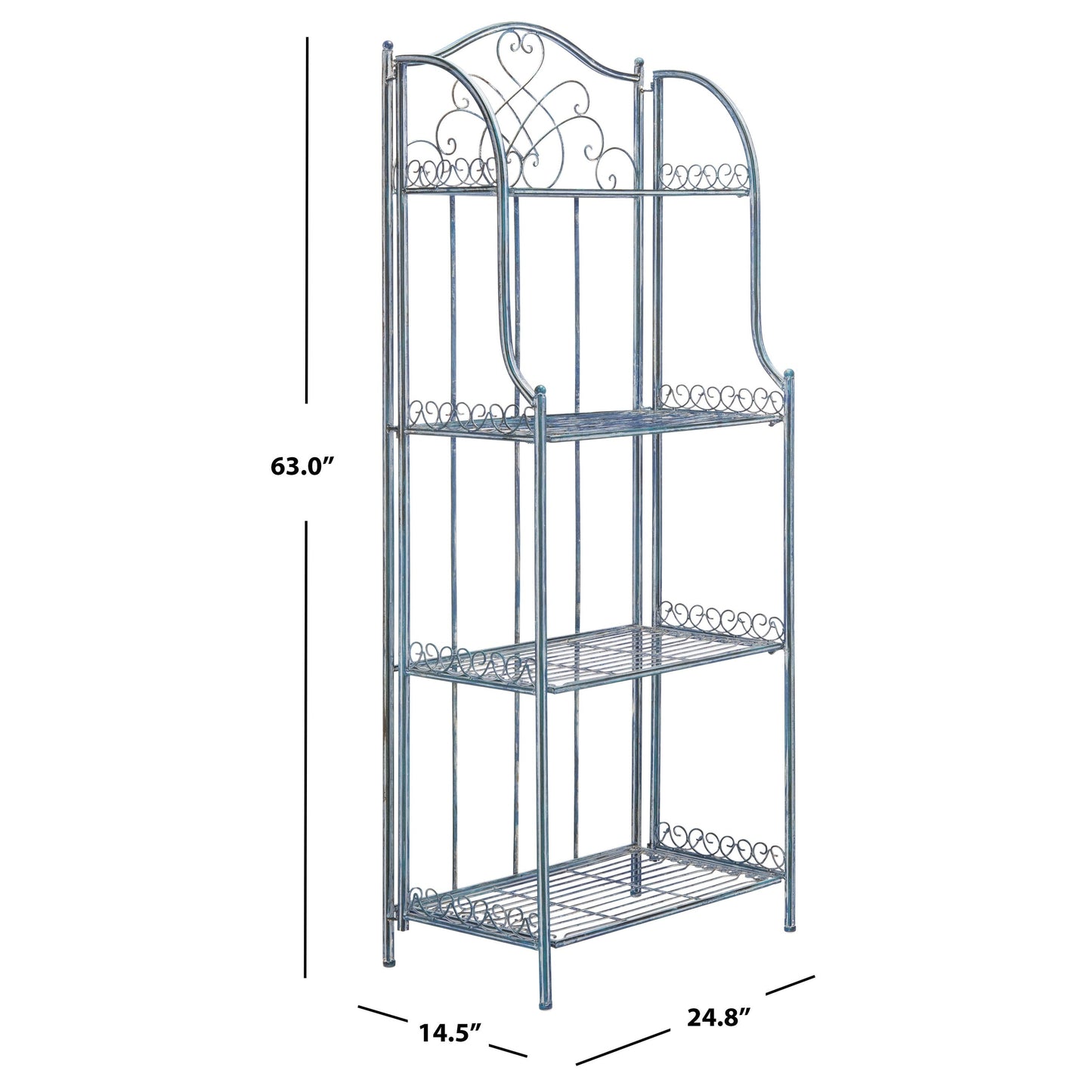 SAFAVIEH Bryn, étagère à fourreaux en fer forgé style victorien, 4 niveaux, pour extérieur - 63,5 cm L x 38,1 cm P x 160 cm H - 63,5L x 38,1P x 160H