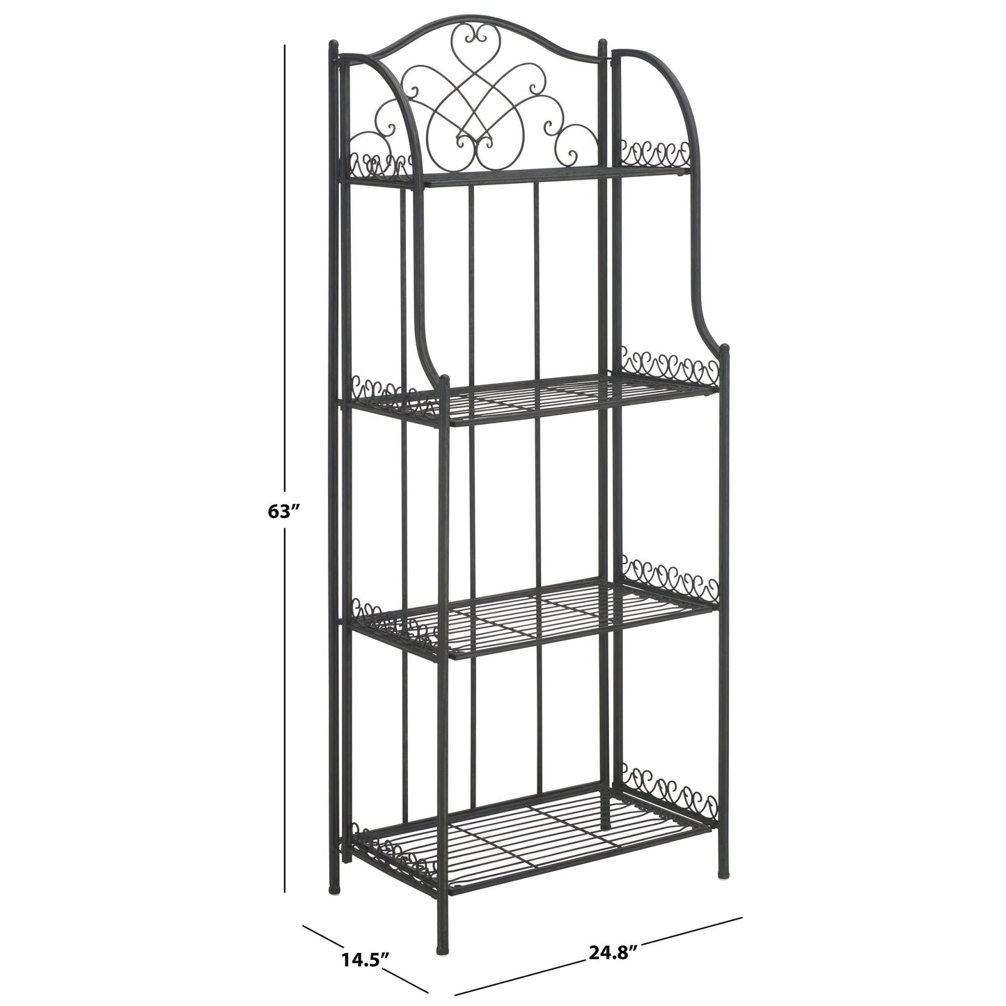 SAFAVIEH Bryn, étagère à fourreaux en fer forgé style victorien, 4 niveaux, pour extérieur - 63,5 cm L x 38,1 cm P x 160 cm H - 63,5L x 38,1P x 160H