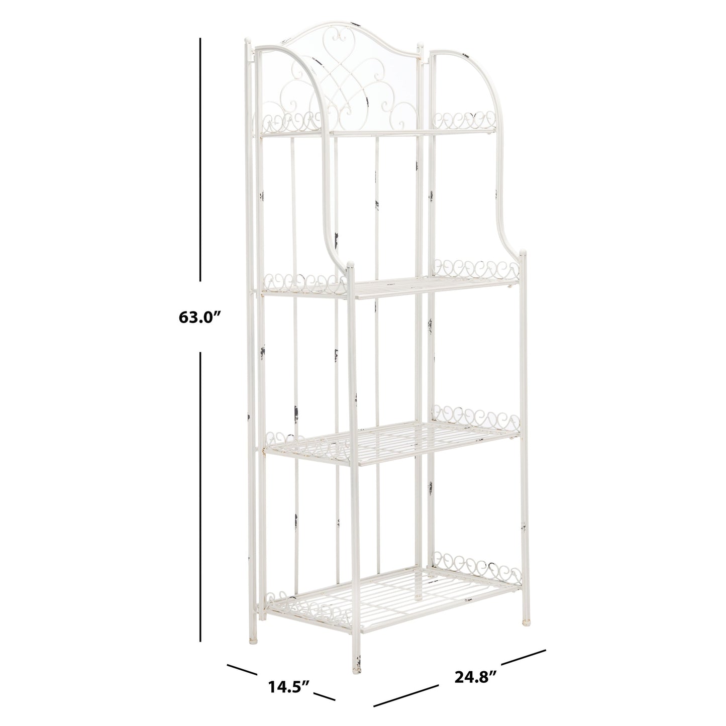 SAFAVIEH Bryn, étagère à fourreaux en fer forgé style victorien, 4 niveaux, pour extérieur - 63,5 cm L x 38,1 cm P x 160 cm H - 63,5L x 38,1P x 160H