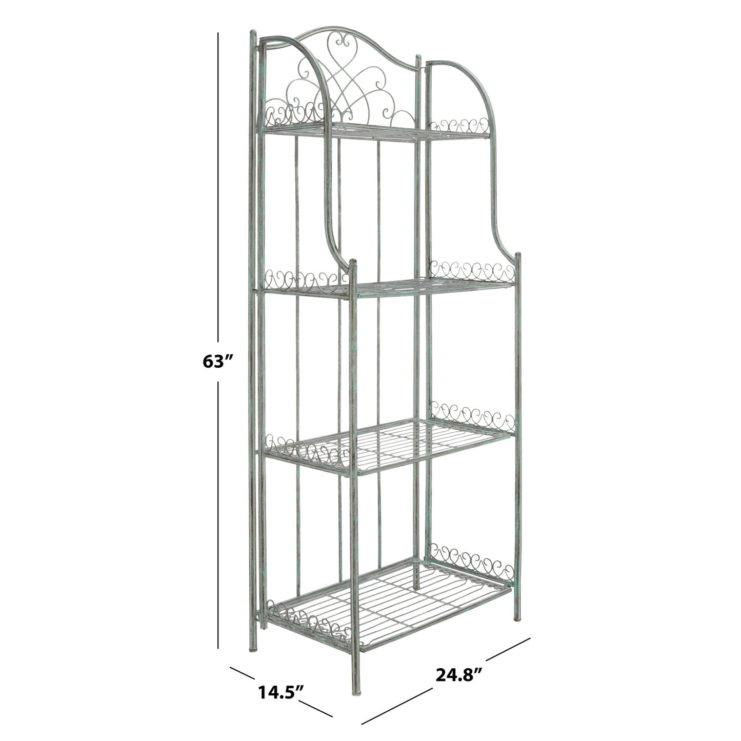 SAFAVIEH Bryn, étagère à fourreaux en fer forgé style victorien, 4 niveaux, pour extérieur - 63,5 cm L x 38,1 cm P x 160 cm H - 63,5L x 38,1P x 160H