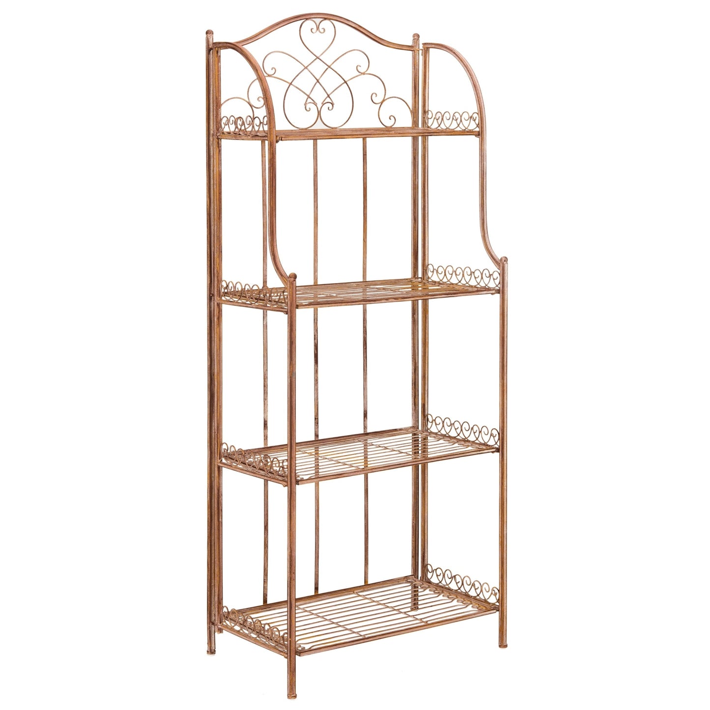 SAFAVIEH Bryn, étagère à fourreaux en fer forgé style victorien, 4 niveaux, pour extérieur - 63,5 cm L x 38,1 cm P x 160 cm H - 63,5L x 38,1P x 160H