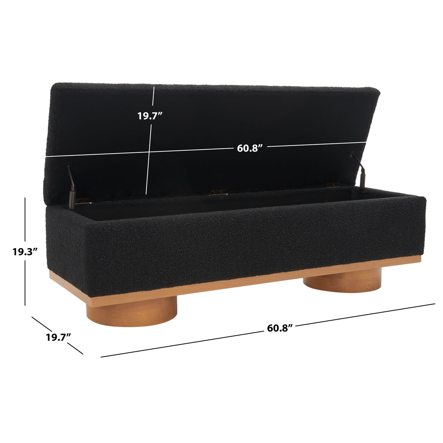 Banc de rangement SAFAVIEH Couture Sunneva Boucle - 155 cm L x 51 cm P x 48 cm H - 155Lx51Px48H