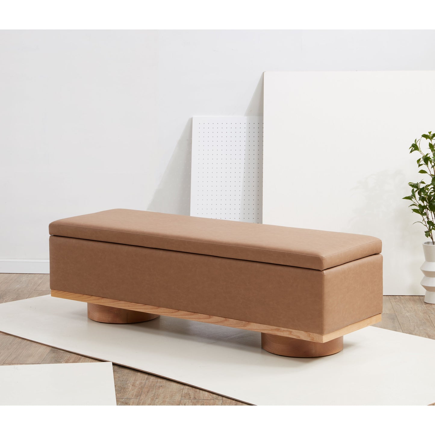 Banc de rangement SAFAVIEH Couture Sunneva Boucle - 155 cm L x 51 cm P x 48 cm H - 155Lx51Px48H